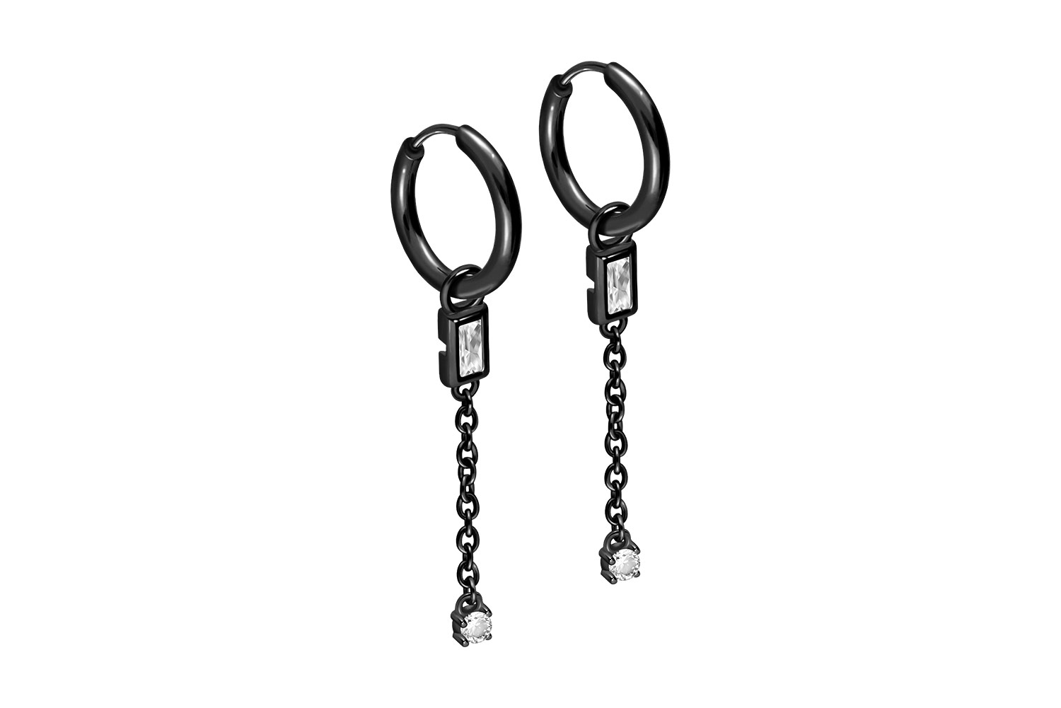 Chirurgenstahl Ohrclicker Creolen KRISTALLE + KETTE von Piercingline